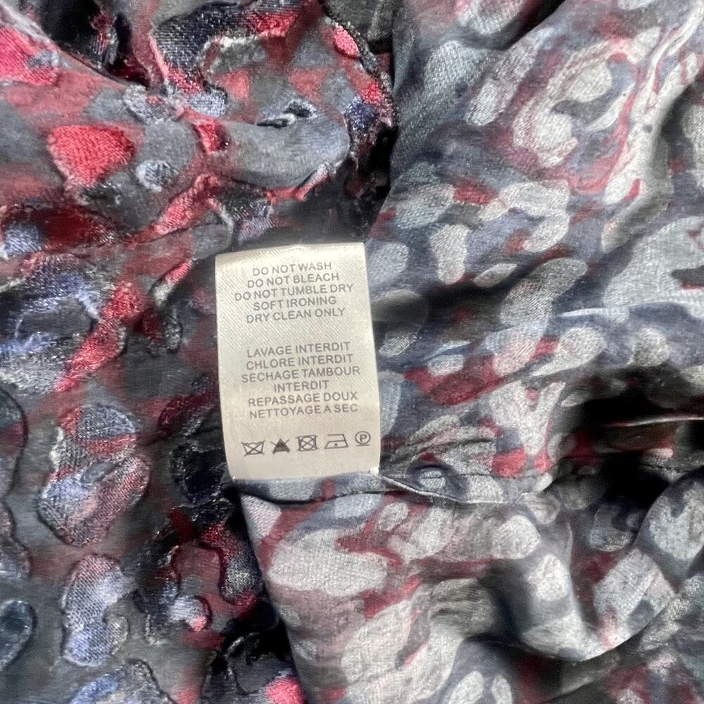 Anthropologie Leifsdottir Womens Silk Floral Blue Romantic Sheer Ruffle 4 Small - Picture 6 of 8